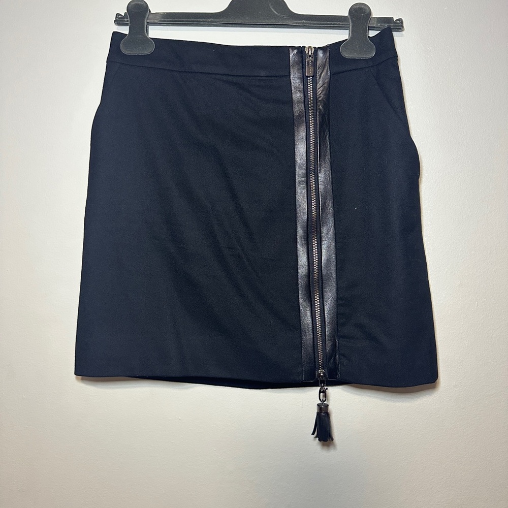 Celine Black Mini Skirt with Zipper Accent